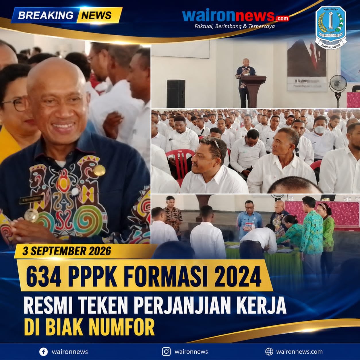 634 PPPK Formasi 2024 Resmi Teken Perjanjian Kerja di Biak Numfor