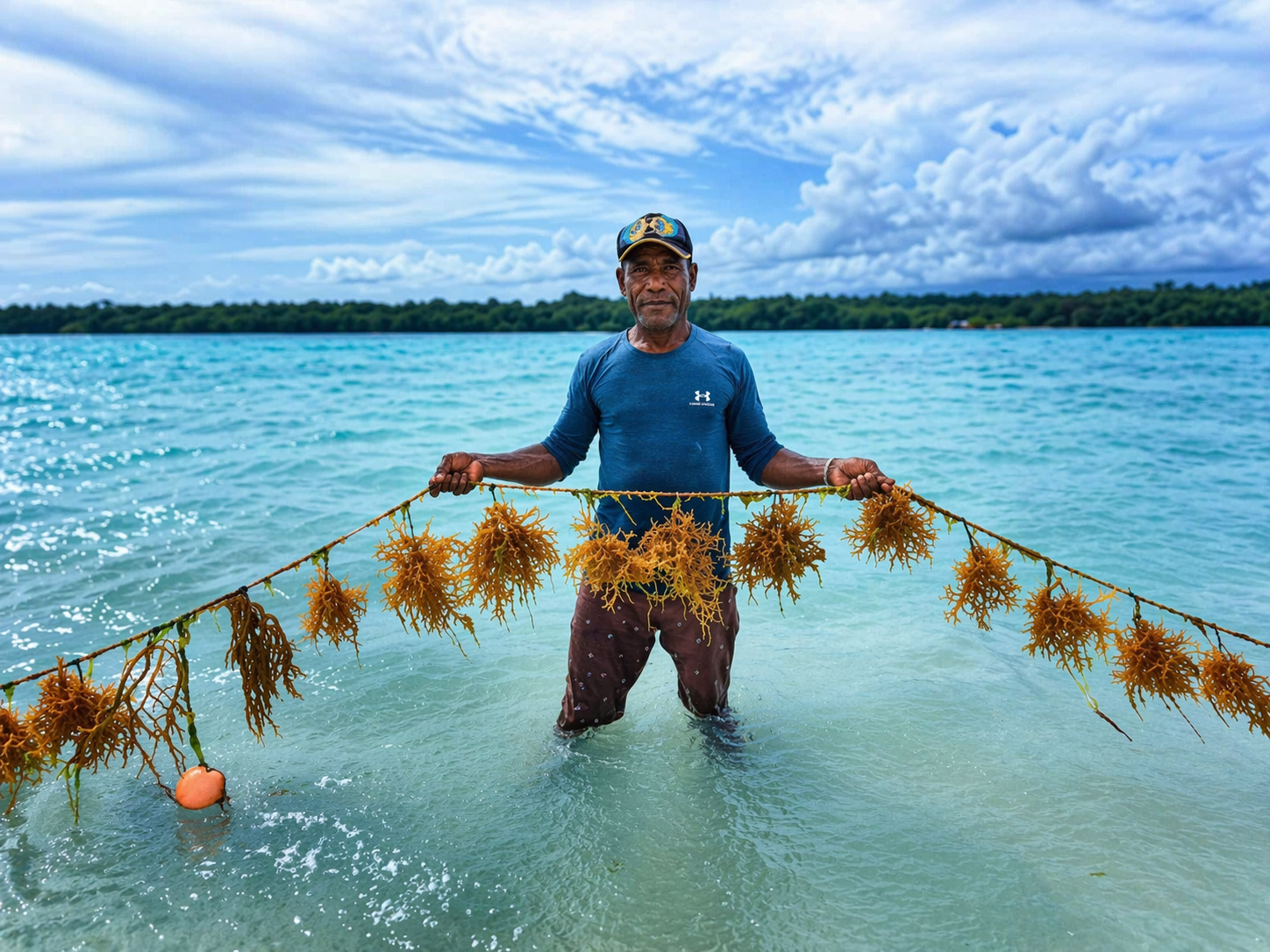Esau Pantau Budidaya Rumput Laut di Pulau Auki