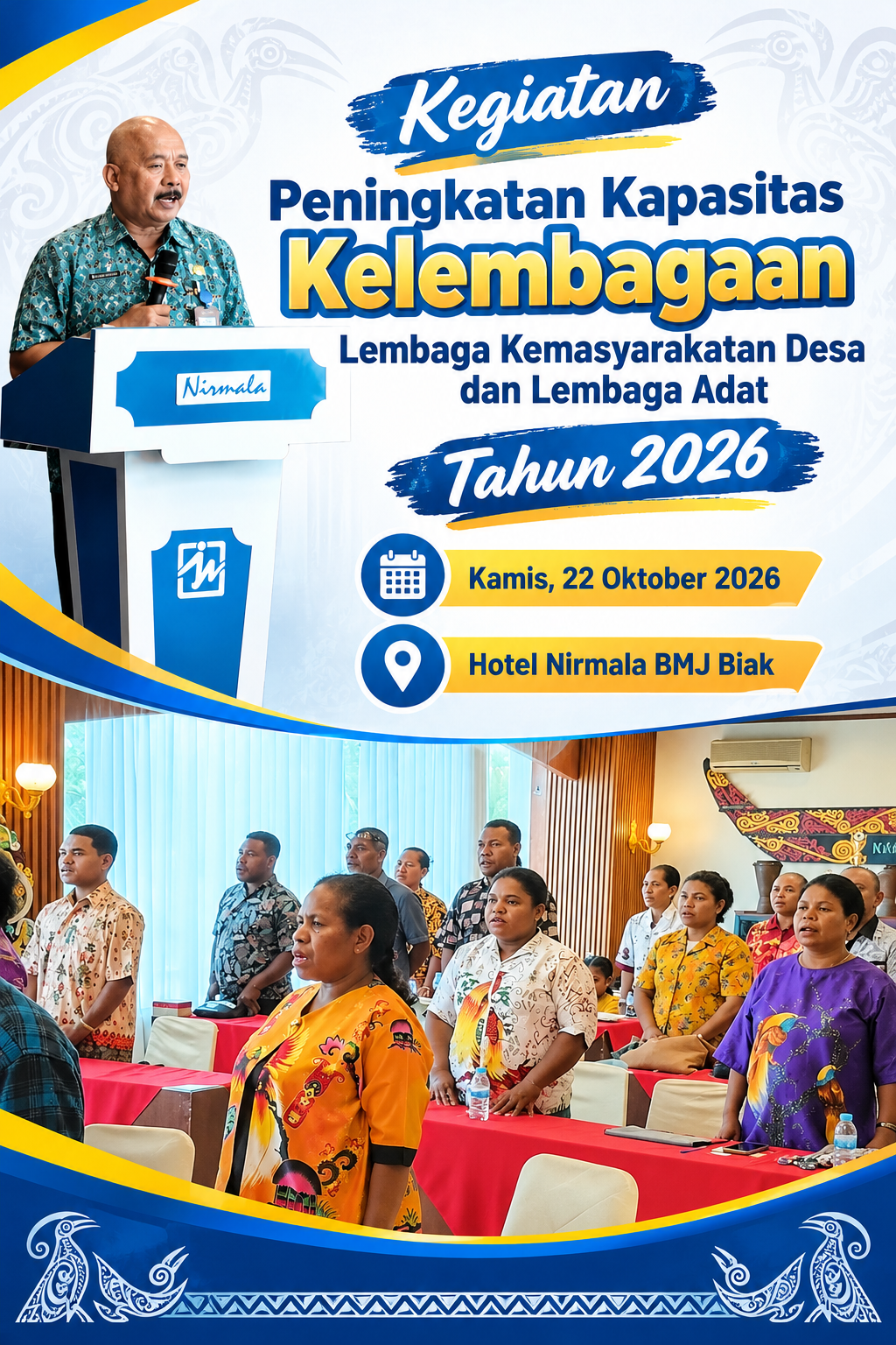 Perkuat Peran Lembaga Kemasyarakatan dan Adat, DPMK Biak Numfor Buka Kegiatan Peningkatan Kapasitas.