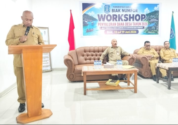 Bupati Biak Numfor Buka Workshop Penyaluran Dana Kampung Tahun 2026.