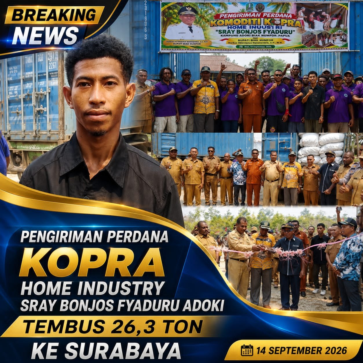 Pengiriman Perdana Kopra Home Industry Sray Bonjos Fraduru Adoki Tembus 26,3 Ton ke Surabaya