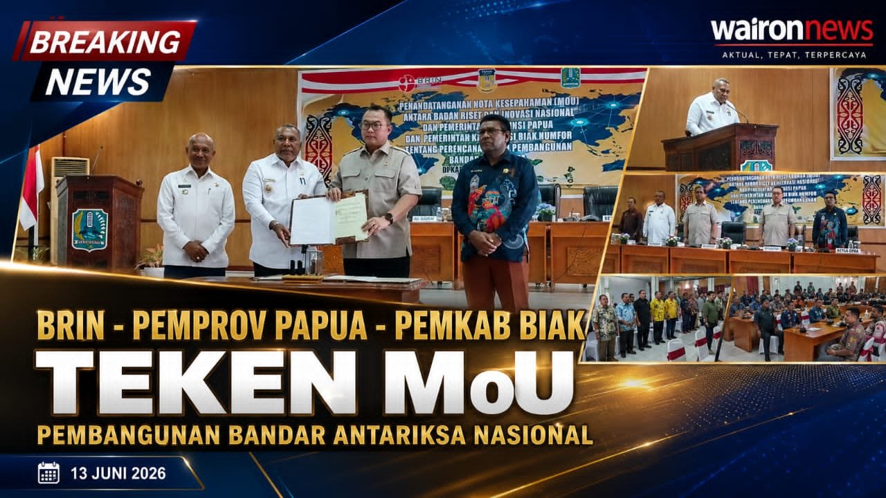 BRIN, Pemprov Papua, dan Pemkab Biak Teken MoU Pembangunan Bandar Antariksa Nasional